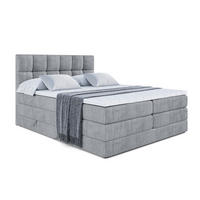 BOXSPRINGBETT RICAR KING - 200x200 - H3/H4 - Grau - Grau, Holzwerkstoff (200/200cm) - ALTDECOR