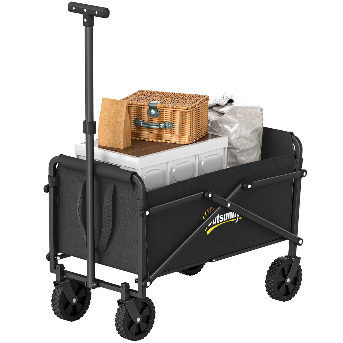 GARTENWAGEN DE-10535 faltbar, 41 L, verstellbarer Griff Schwarz - Schwarz, Metall (40/84/64cm) - ComfortXL
