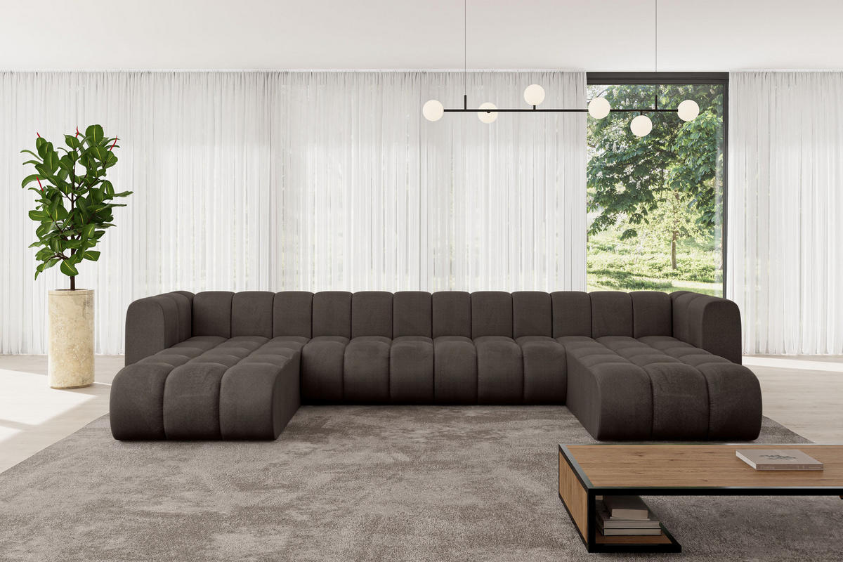 WOHNLANDSCHAFT modulares Sofa Joren-U2 - 410x177x70 cm Braun - Braun, Holzwerkstoff/Textil (410/70/177cm) - ALTDECOR