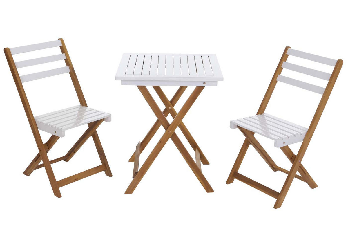 GARTENMÖBEL-SET 2x Stuhl Natur-Weiß - Weiß, Holz - PROREGAL