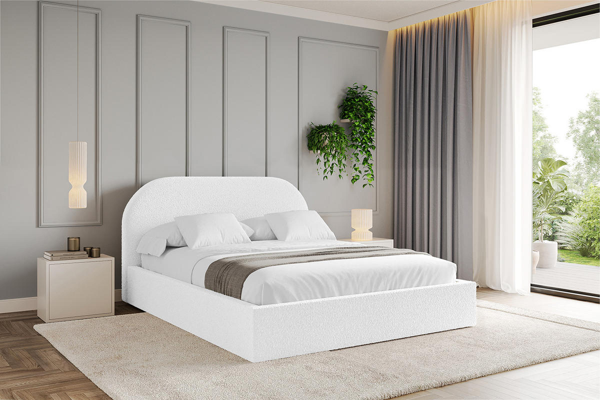 POLSTERBETT mit Bettkasten und Lattenrost, Bett mit Matratze H3/H4 - TIVON 120x200 Weiß - Weiß, Holzwerkstoff/Textil (120/200cm) - ALTDECOR