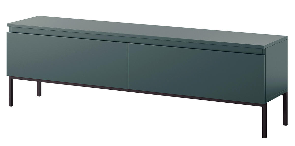 TV-SCHRANK Bemmi Dunkelgrün mit Metallbeinen 150 cm - Dunkelgrün/Schwarz, Holzwerkstoff/Metall (150/46/32cm) - Selsey