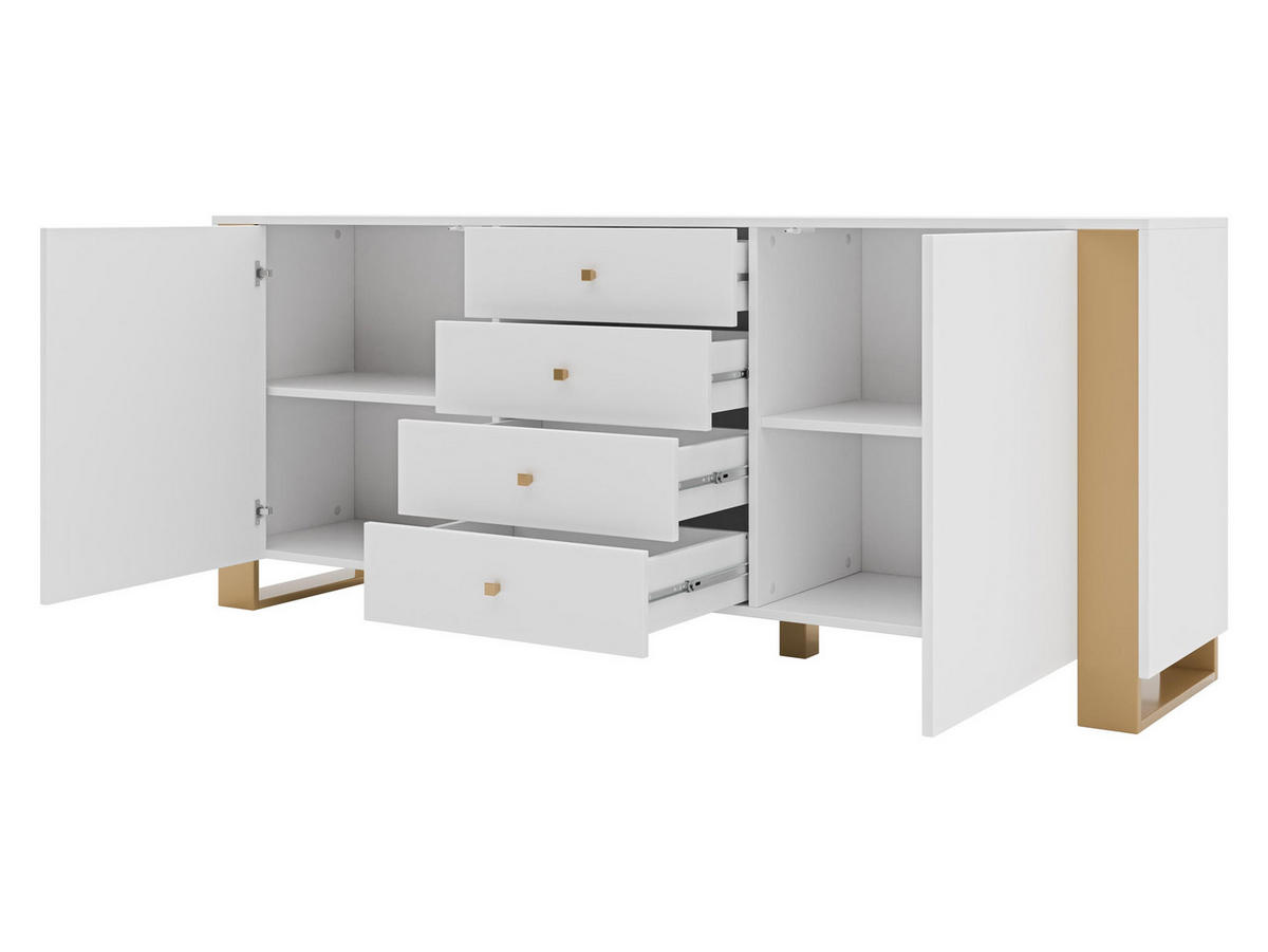 SIDEBOARD Loutio 2D4SZ - Goldfarben/Weiß, Holzwerkstoff/Kunststoff (180/74/40cm) - MIRJAN24
