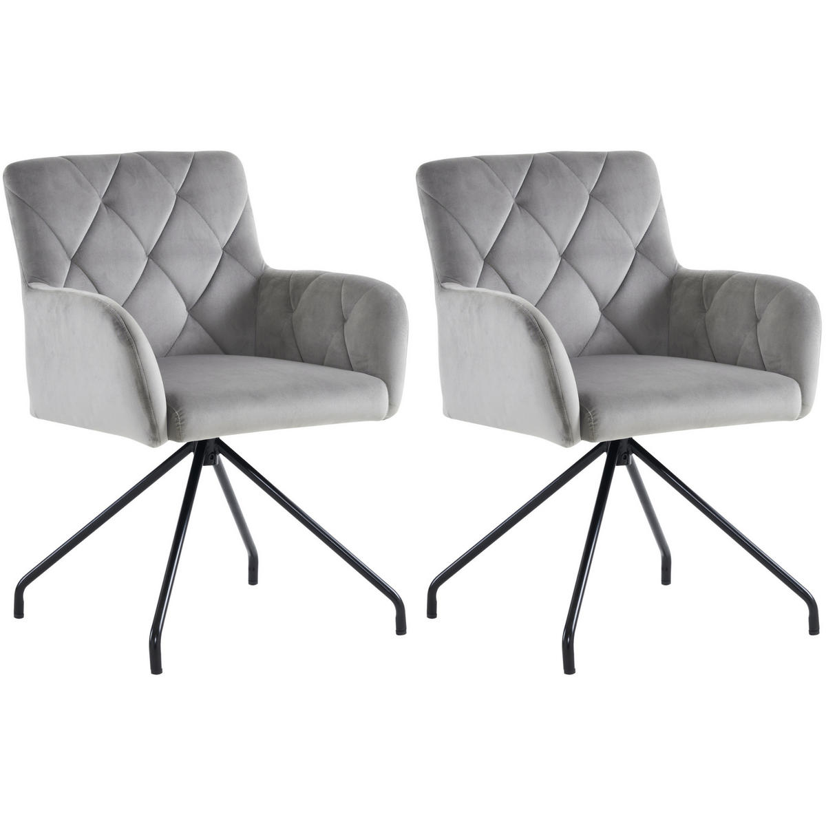 ESSZIMMERSTÜHLE Grey 2er-Set - Grau, Textil (59.69/58.42/59.69cm) - Urban Meuble