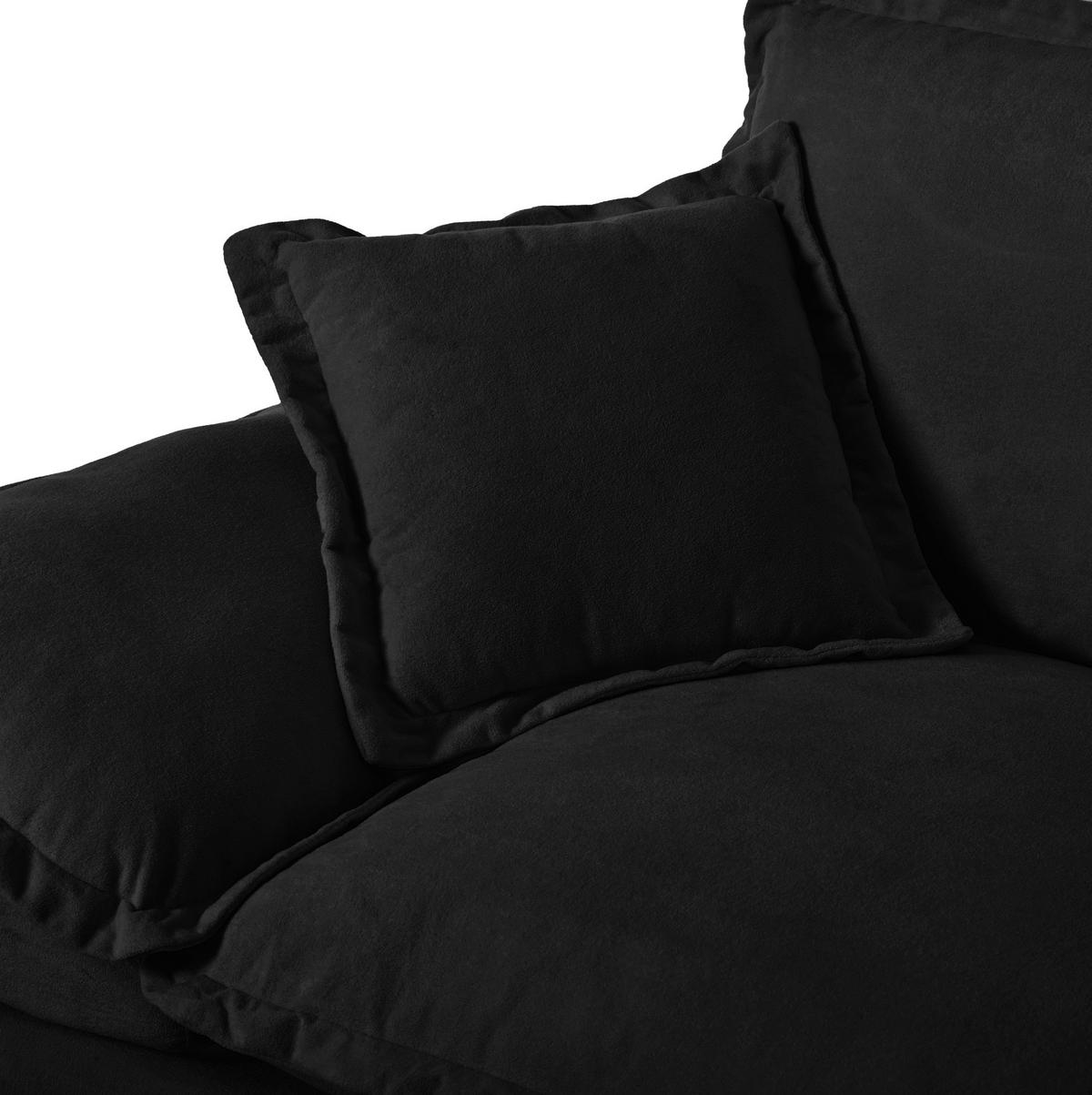 ECKSOFA mit Ottomane 263 x 151 x 90 cm Schwarz - Schwarz, Holz (151/263cm) - Meubliv