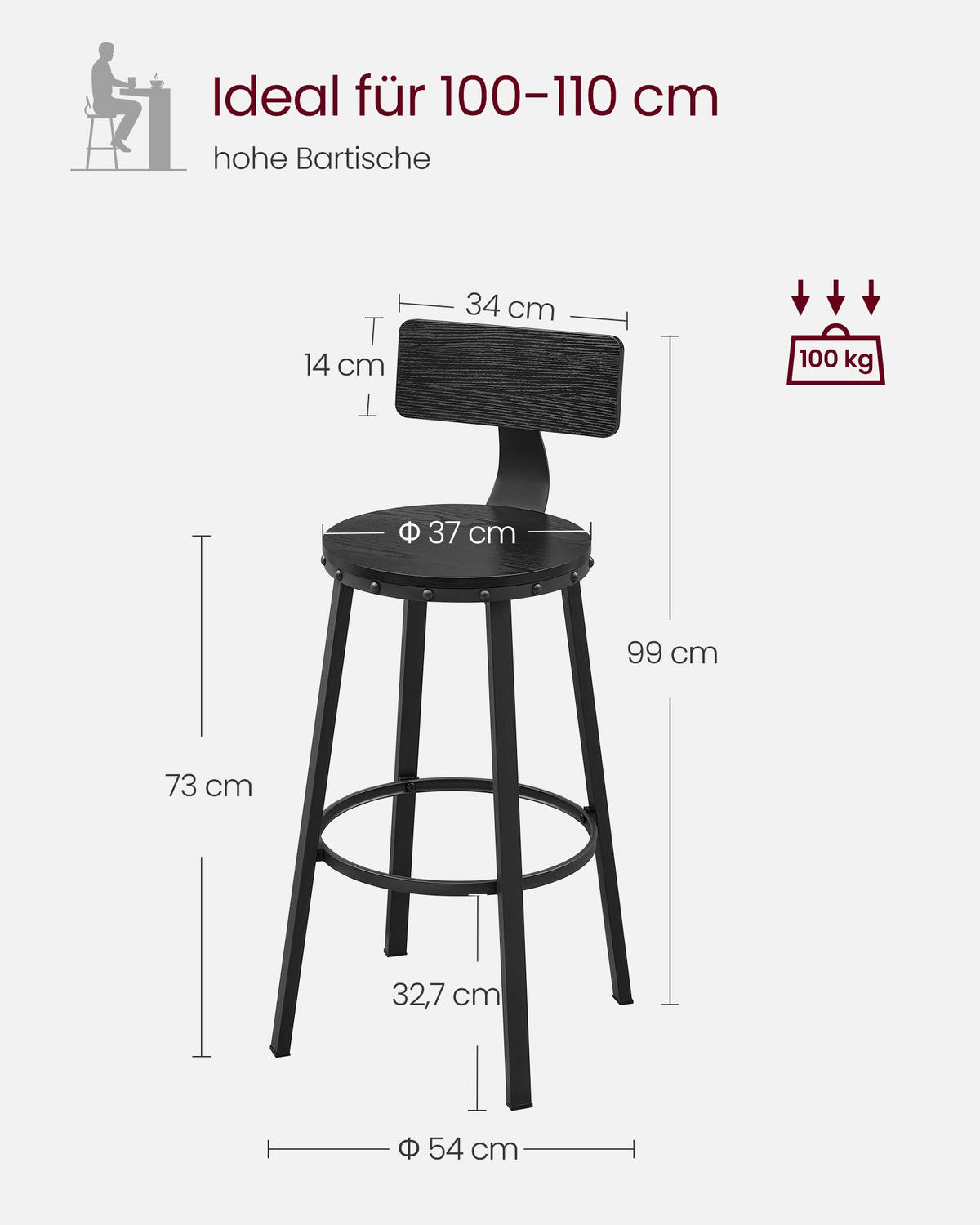 BARHOCKER ADDIS ABABA 2ER-SET - Eukalyptusholzfarben, Holzwerkstoff (54/99/54cm) - Hansiro