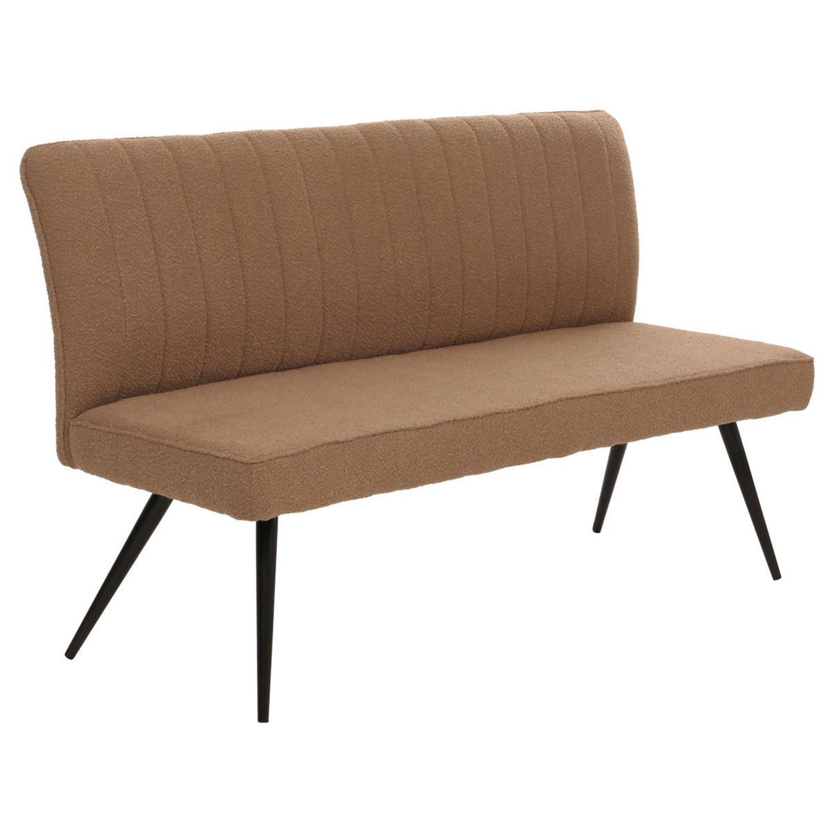 SITZBANK 90x160x60cm Sitzhöhe 48cm Rückenlehne Stoff/Textil Bouclé Metall 160cm Braun - Braun, Textil (160/90/60cm) - BERLINLODGE