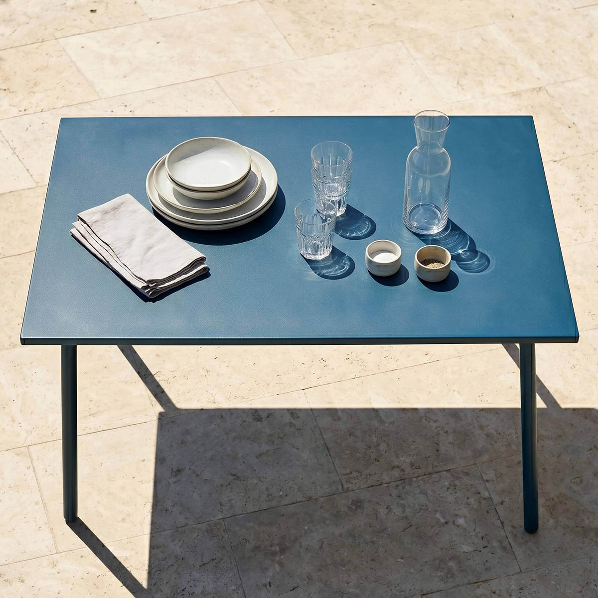 GARTENTISCH , Pazifikblau - Blau, Metall (120/70/72cm) - Oviala