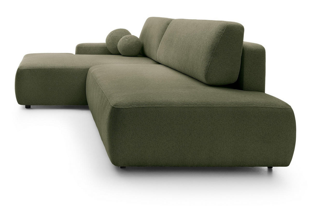 ECKSOFA 275 cm mit Schlaffunktion Orea O, Links, Grün - Grün, Holz (276/164cm) - Emporius