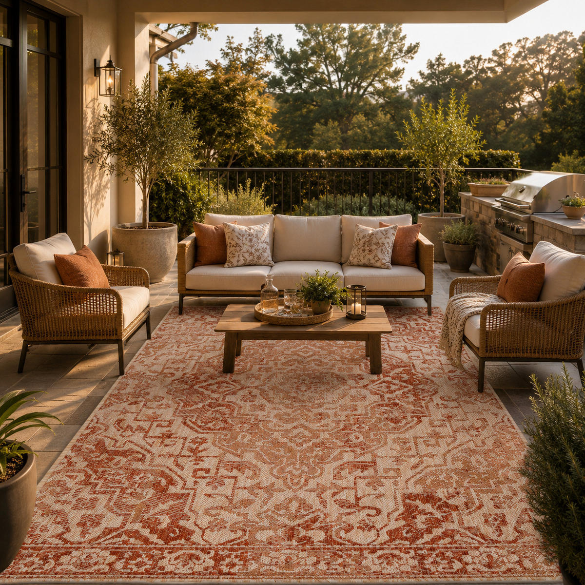 IN- UND OUTDOOR TEPPICH CARPETTO VINTAGE - Orange, Textil (120/170cm) - Pergamon