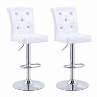 ESSZIMMERSTUHL 2er-Set mit Kristallknopf PVC White - Weiß, Metall (42/125/55.3cm) - Meubliv