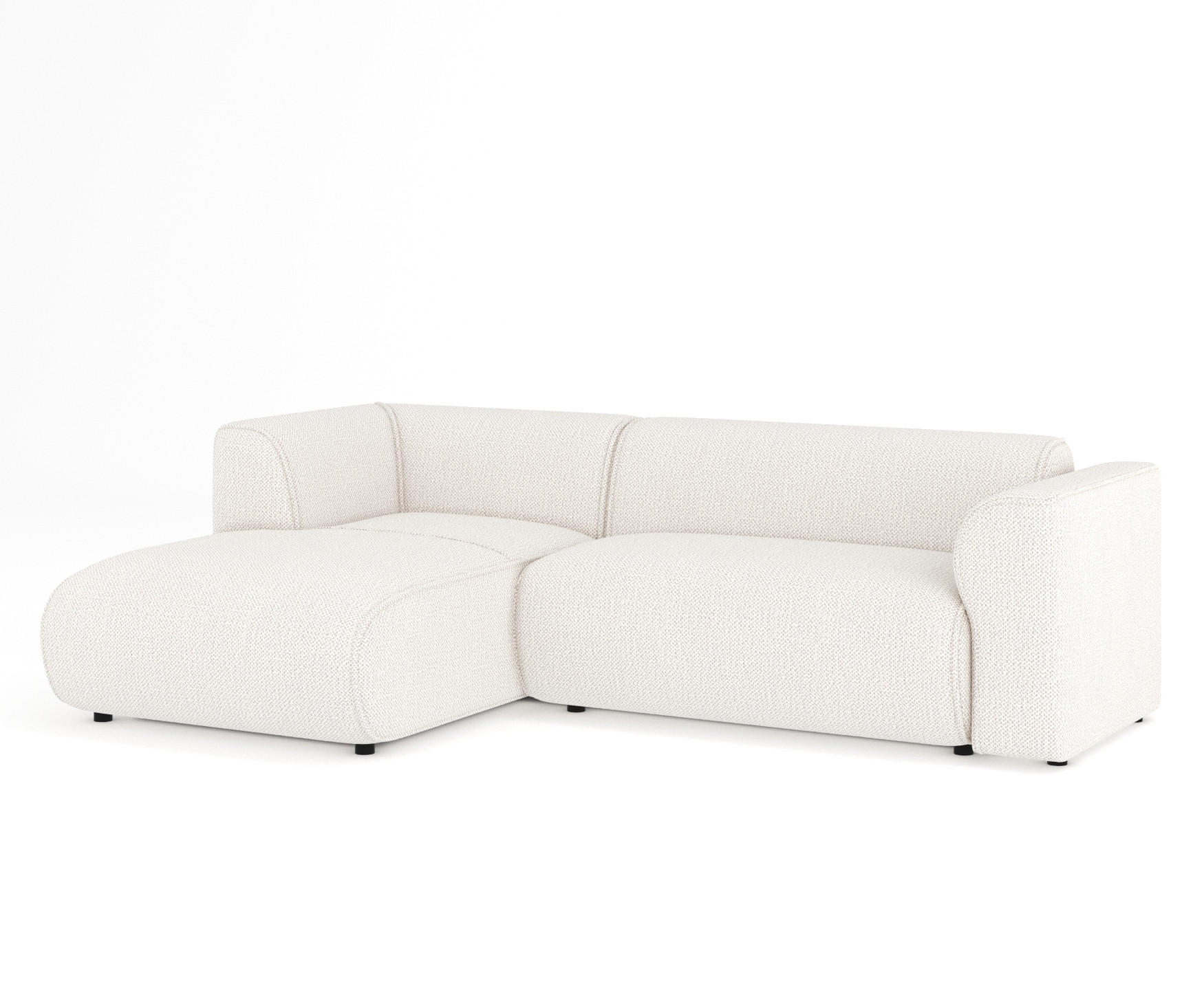 ECKSOFA Melani Creme Chenille-Stoff - Creme/Schwarz, Holz/Holzwerkstoff (253/153cm) - Maison de Reve