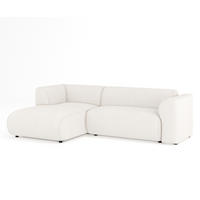 ECKSOFA Melani Creme Chenille-Stoff - Creme/Schwarz, Holz/Holzwerkstoff (253/153cm) - Maison de Reve