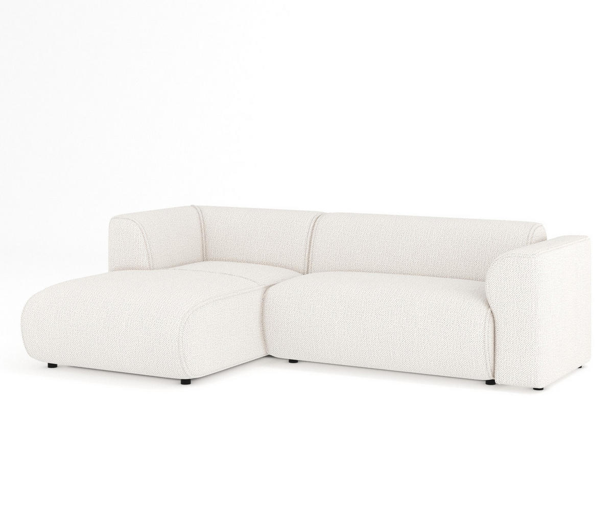 ECKSOFA Melani Creme Chenille-Stoff - Creme/Schwarz, Holz/Holzwerkstoff (253/153cm) - Maison de Reve