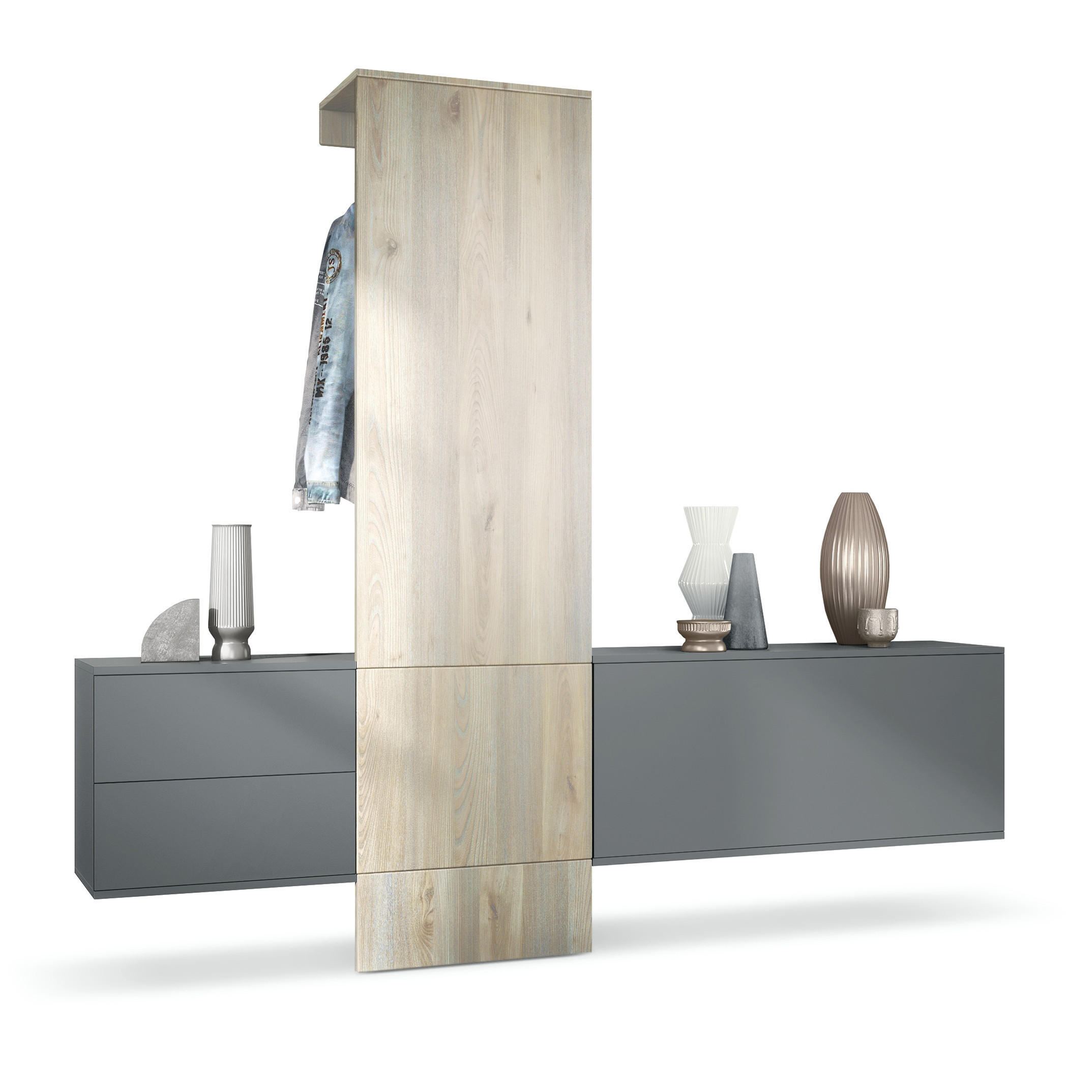 GARDEROBE Carlton Paneel in Eiche Nordic - Silbereichenfarben, Holzwerkstoff (209/193/35cm) - Vladon
