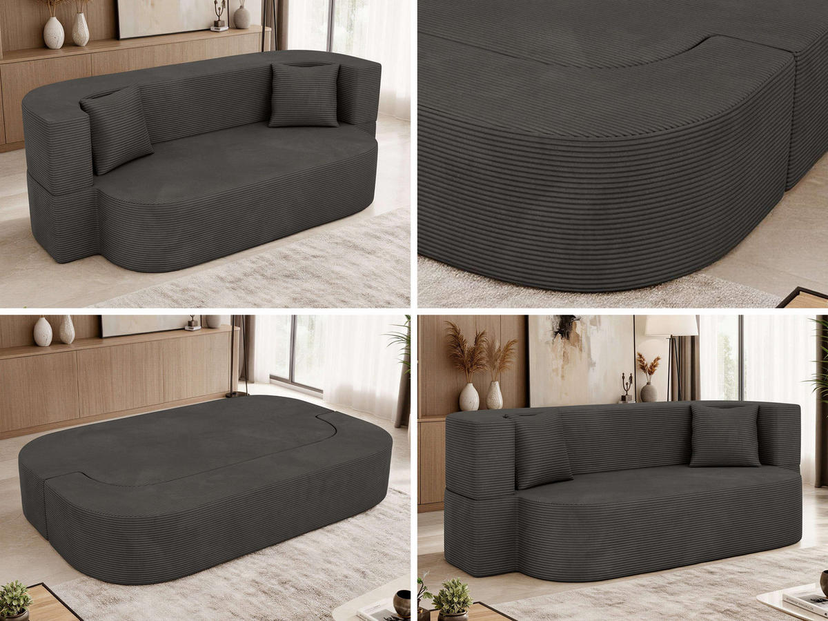 TROJMIESTNA POHOVKA OVELA Tmavosivá Manšester - tmavosivá, textil (200/70/100cm) - MKS