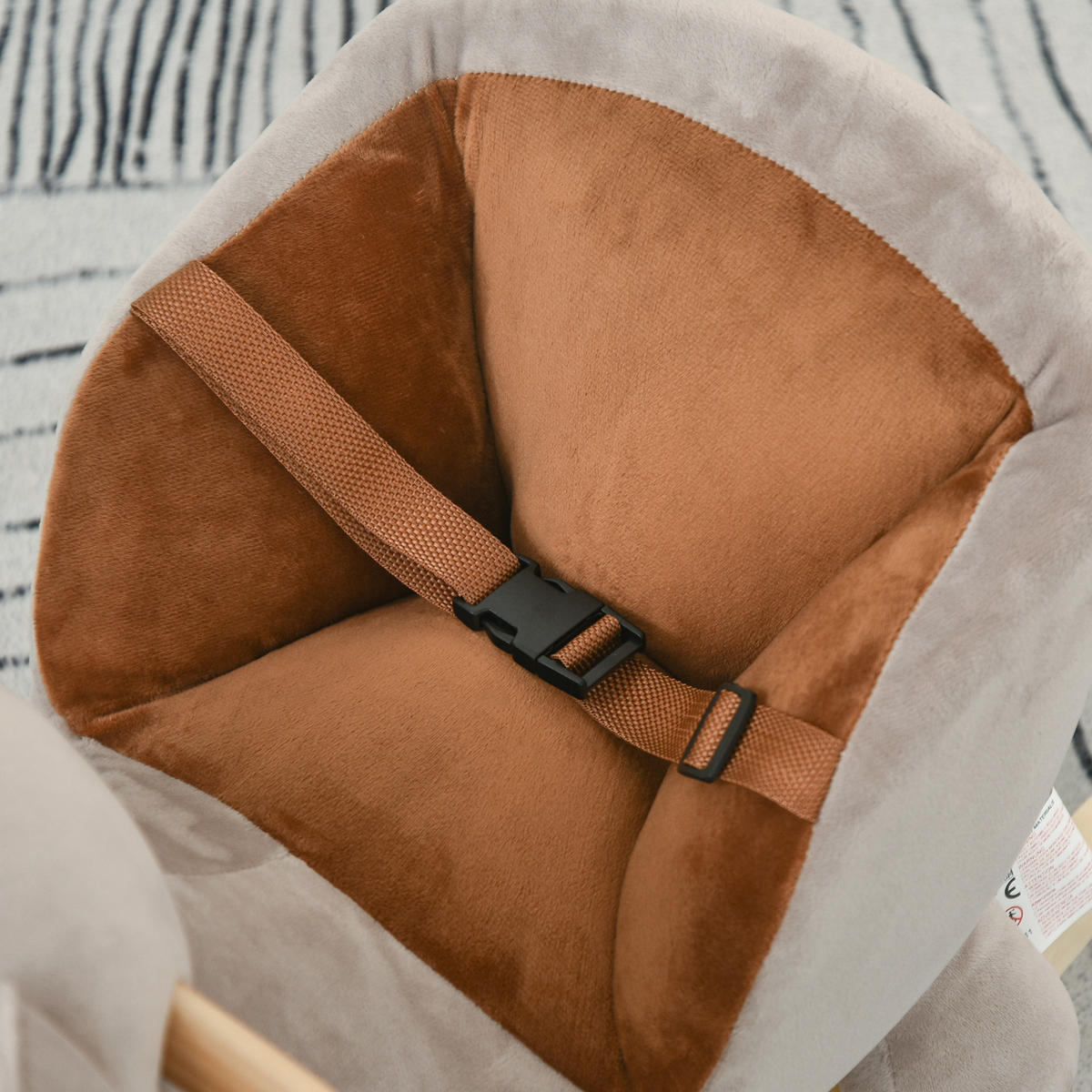 SCHAUKELPFERD DE-18232 mit Soundfunktion und Sicherheitsgurt Grau-Braun - Grau, Holz (33/50/60cm) - ComfortXL