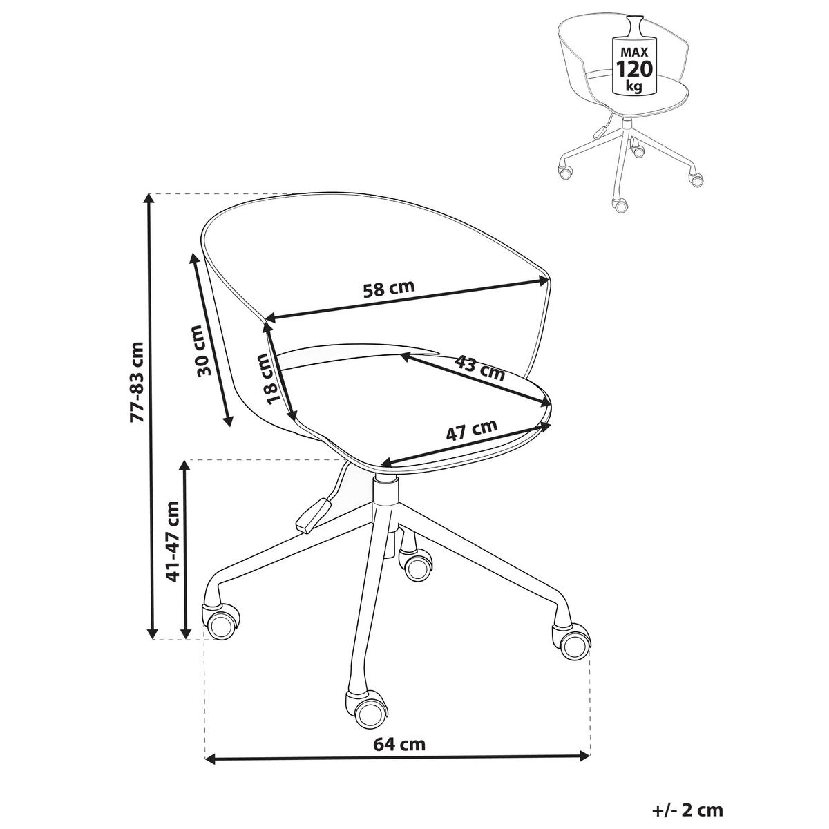 BÜROSTUHL Graphitgrau Gleeful - Graphitfarben/Schwarz, Textil (64/77/64cm) - Beliani