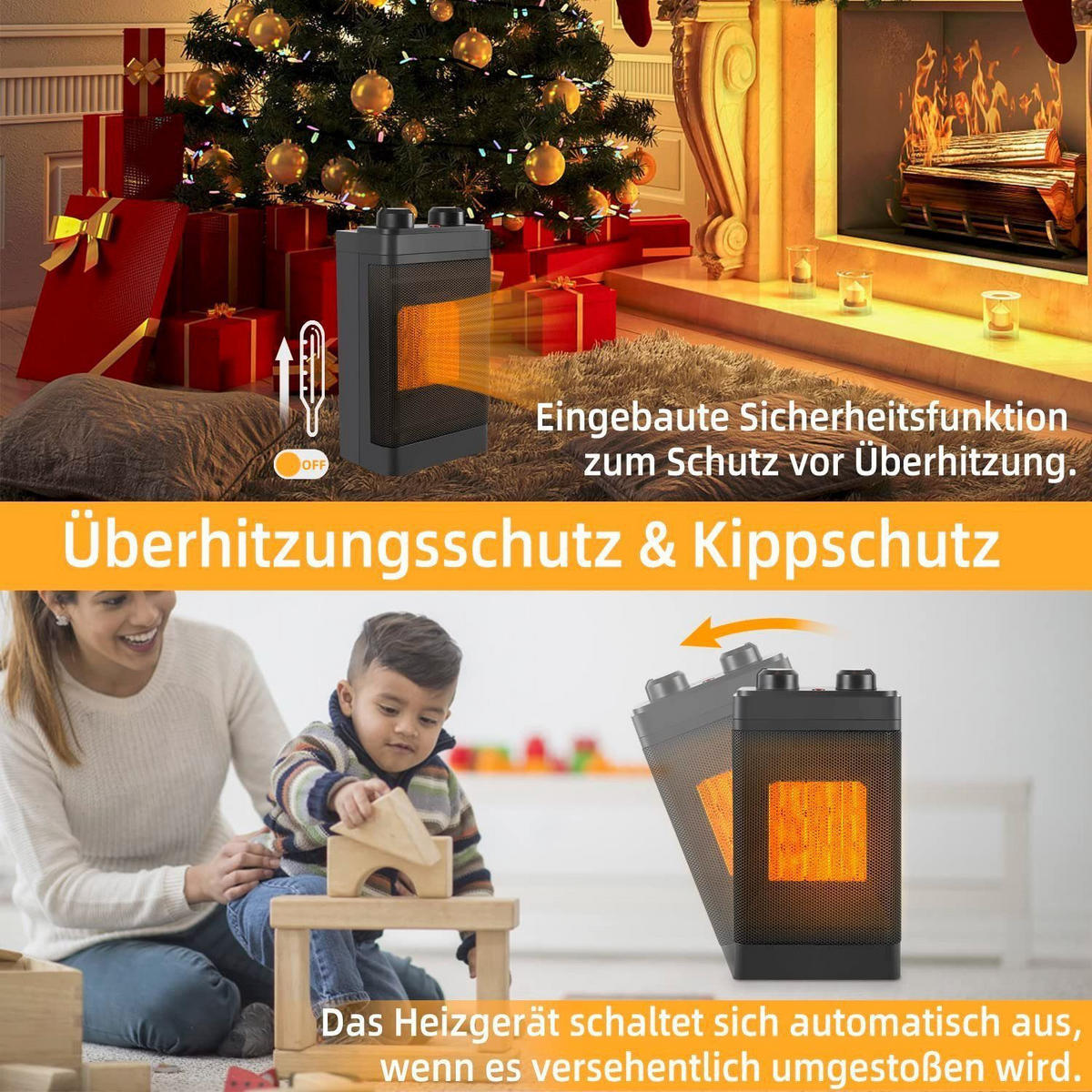 HEIZUNGSLÜFTER Wärmeaura - Schwarz, Kunststoff (10/25.6/15cm) - Nettlife