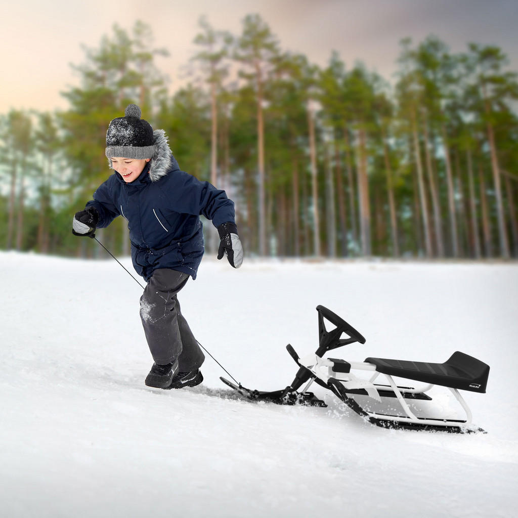 Thumbnail - Hauki Lenkschlitten, Weiß, Metall, 50x119 cm, Outdoor Spielzeug