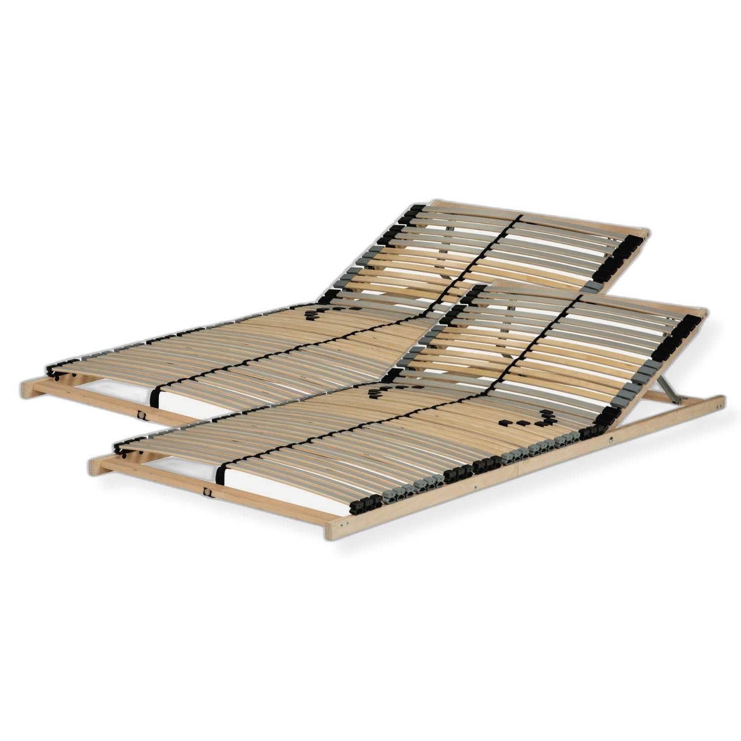 LATTENROST 200x200 cm - Kopfteil verstellbar 42 Latten 7-Zonen Traglast ca. 130 Kg - Braun, Holz/Holzwerkstoff (200/200cm) - Sleepneo