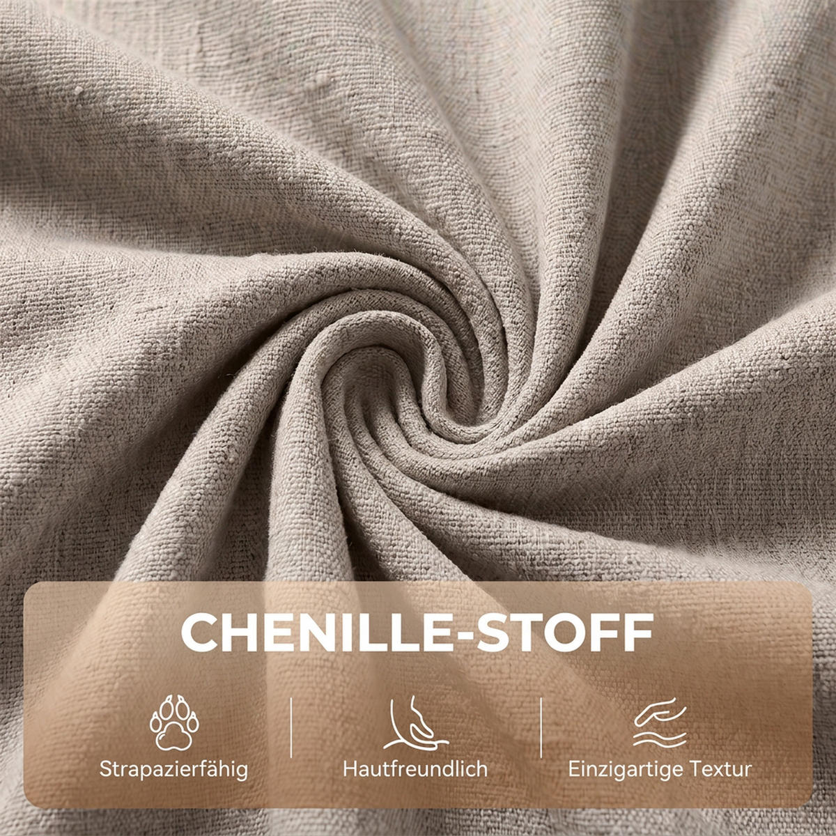 RELAXSESSEL Chenille Beige - Beige/Schwarz, Holzwerkstoff/Textil (97/104/97cm) - HOMCOM