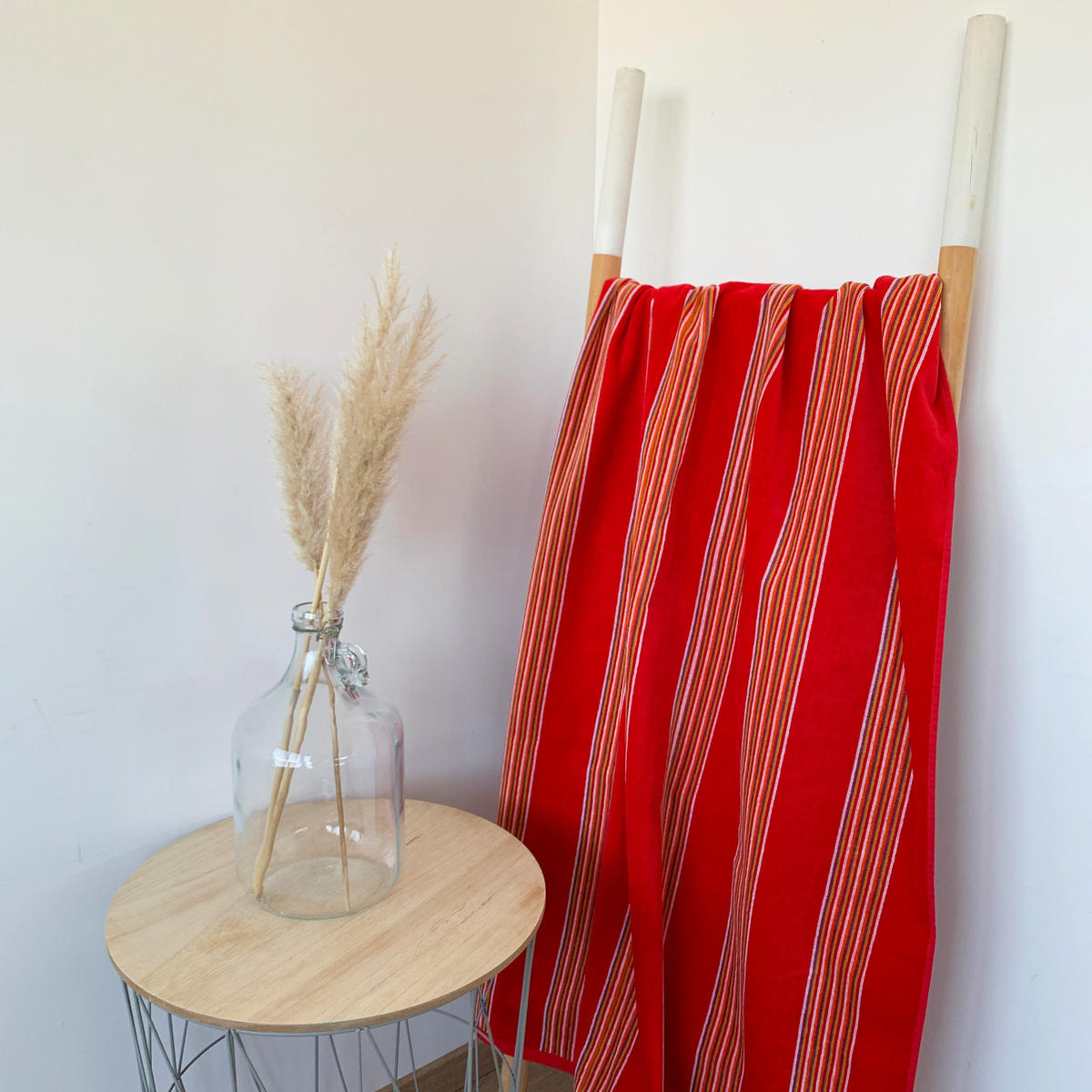 STRANDTUCH Frottee Velours Jacquard Milonga Rot 70x140 400g/m² - Rot, Textil (70/140cm) - LE COMPTOIR DE LA PLAGE