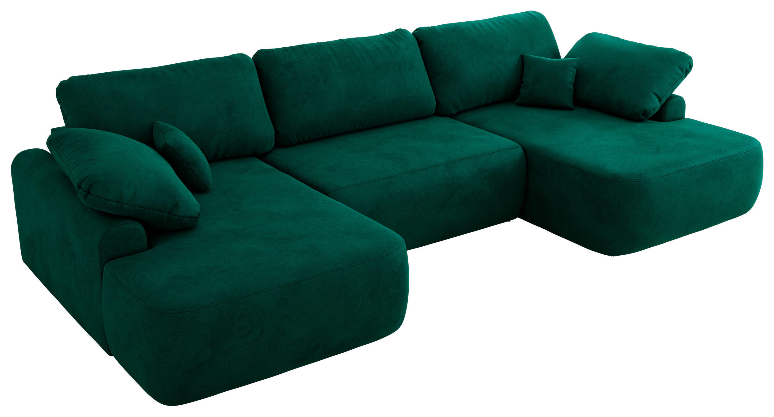 WOHNLANDSCHAFT CUBO U Dunkelgrün Velvet - Dunkelgrün/Schwarz, Kunststoff/Textil (370/100/187cm) - MKS