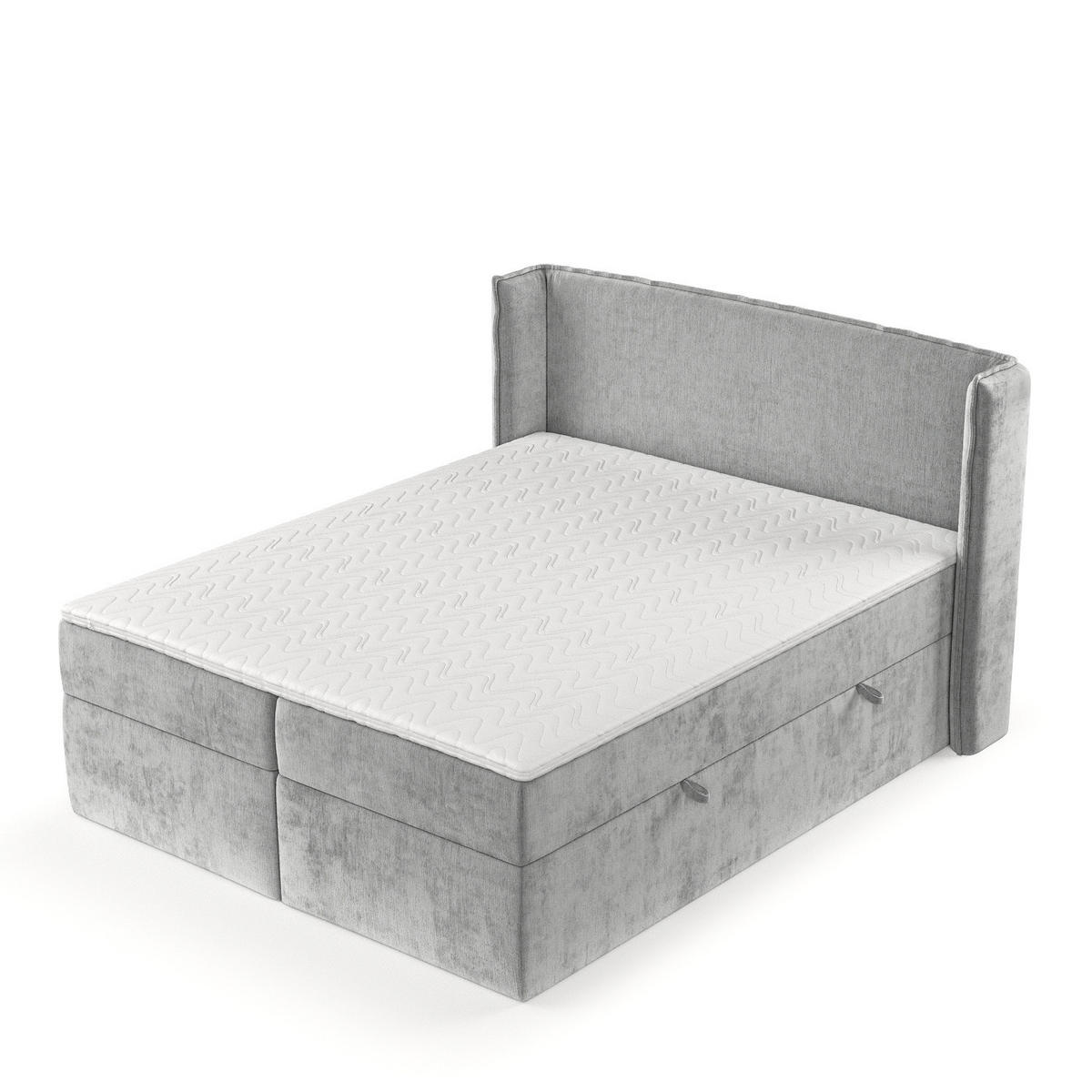 BOXBETT Viva 160/200 cm Hellgrau im Lotta Stoff - Hellgrau/Schwarz, Holz/Holzwerkstoff (160/200cm) - AltaBeds