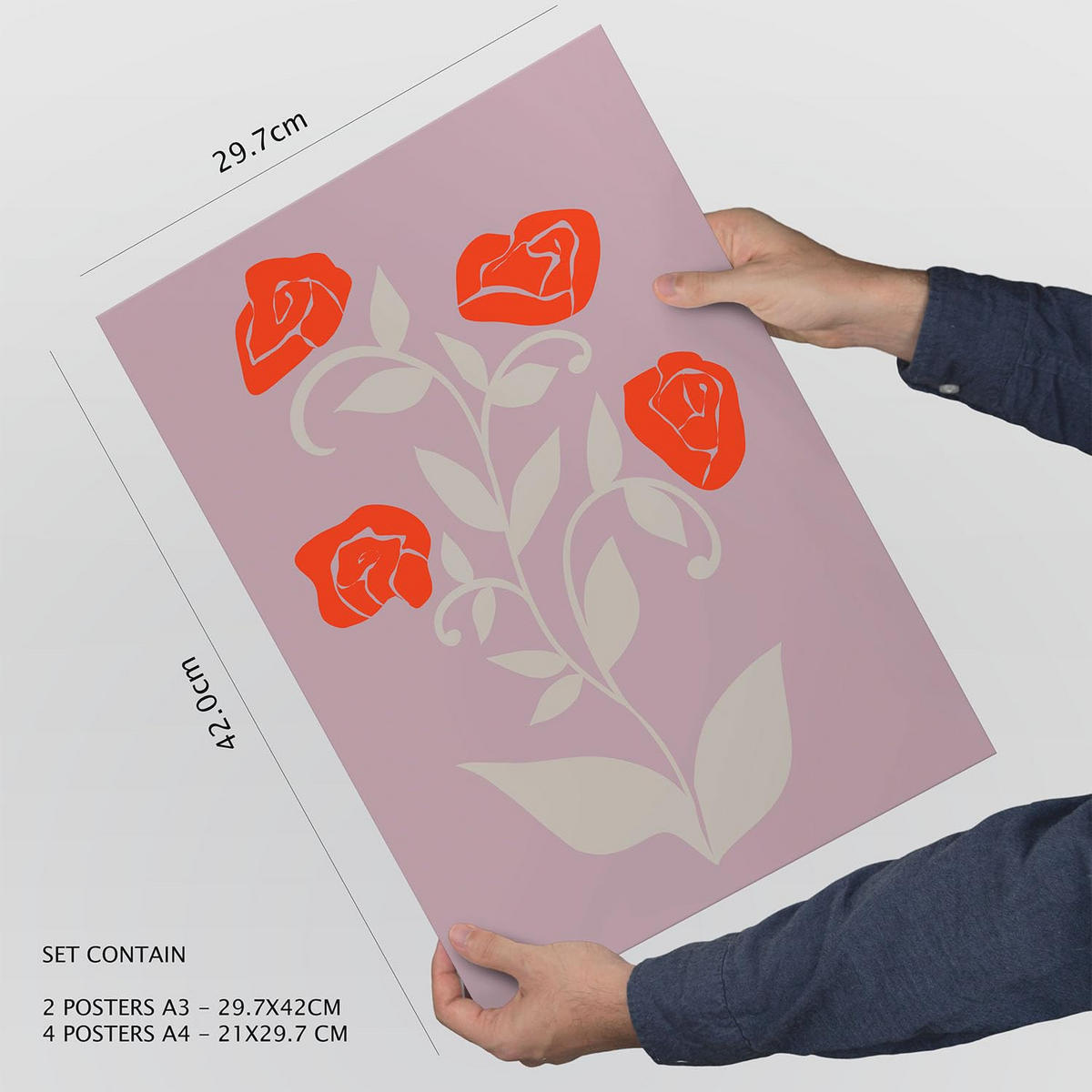 POSTER Set Mit 6 Großartige Blom In Blume Zusammenfassung Ästhetische Dekorative Gemälde Für Ihr Wohnzimmer, Schlafzimmer, Zuhause A3 & A4 Rahmenlos - Klar, Papier (29/3cm) - Nacnic