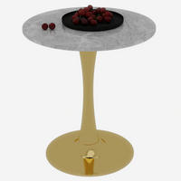 BEISTELLTISCH 70/70/72 cm vielseitig einsetzbar mit runder Marmoroptik und modernem Design, Goldfarben - Goldfarben, Stein (70/70/72cm) - Redom