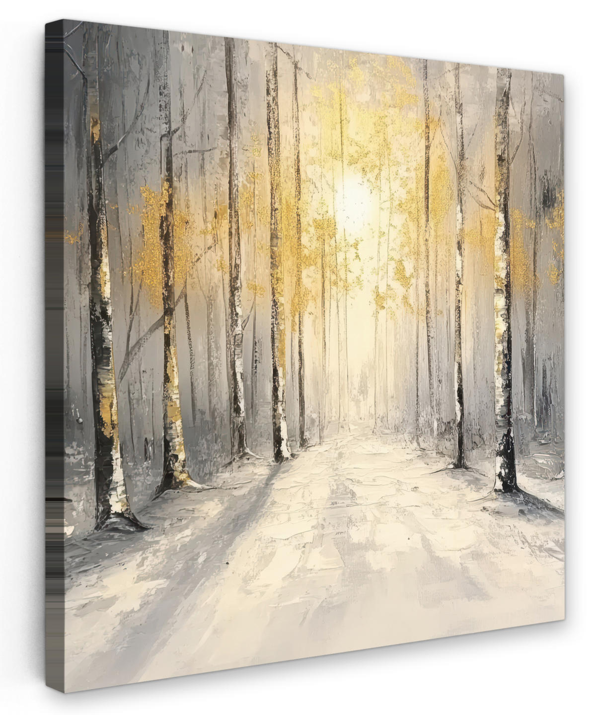 LEINWANDBILD Winter - Abstrakt - Schnee - Natur - Sonne 50x50 cm - Grau, Textil (50/50cm) - MuchoWow