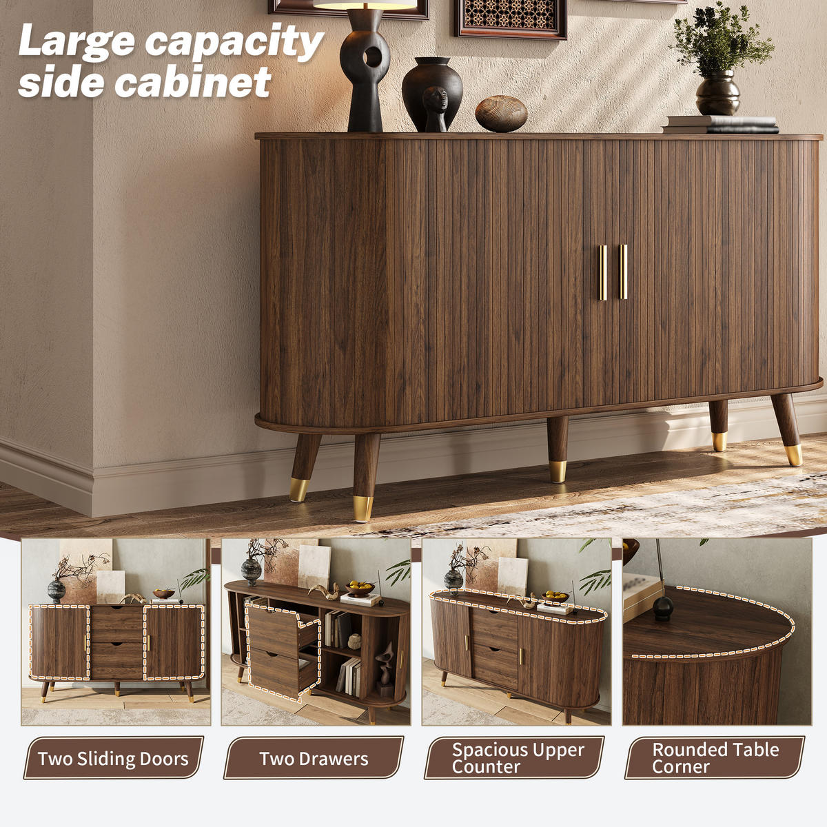 SIDEBOARD Walnuss 140/40/79,5 cm - Walnussfarben, Holzwerkstoff (140/79.5/40cm) - PANGIVO