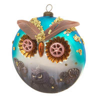 CHRISTBAUMSCHMUCK Steampunk Eulen-Taler Mehrfarbig 11cm (Glas / 1 Stk.) - Multicolor, Glas (11/11/4cm) - Krebs Glas Lauscha