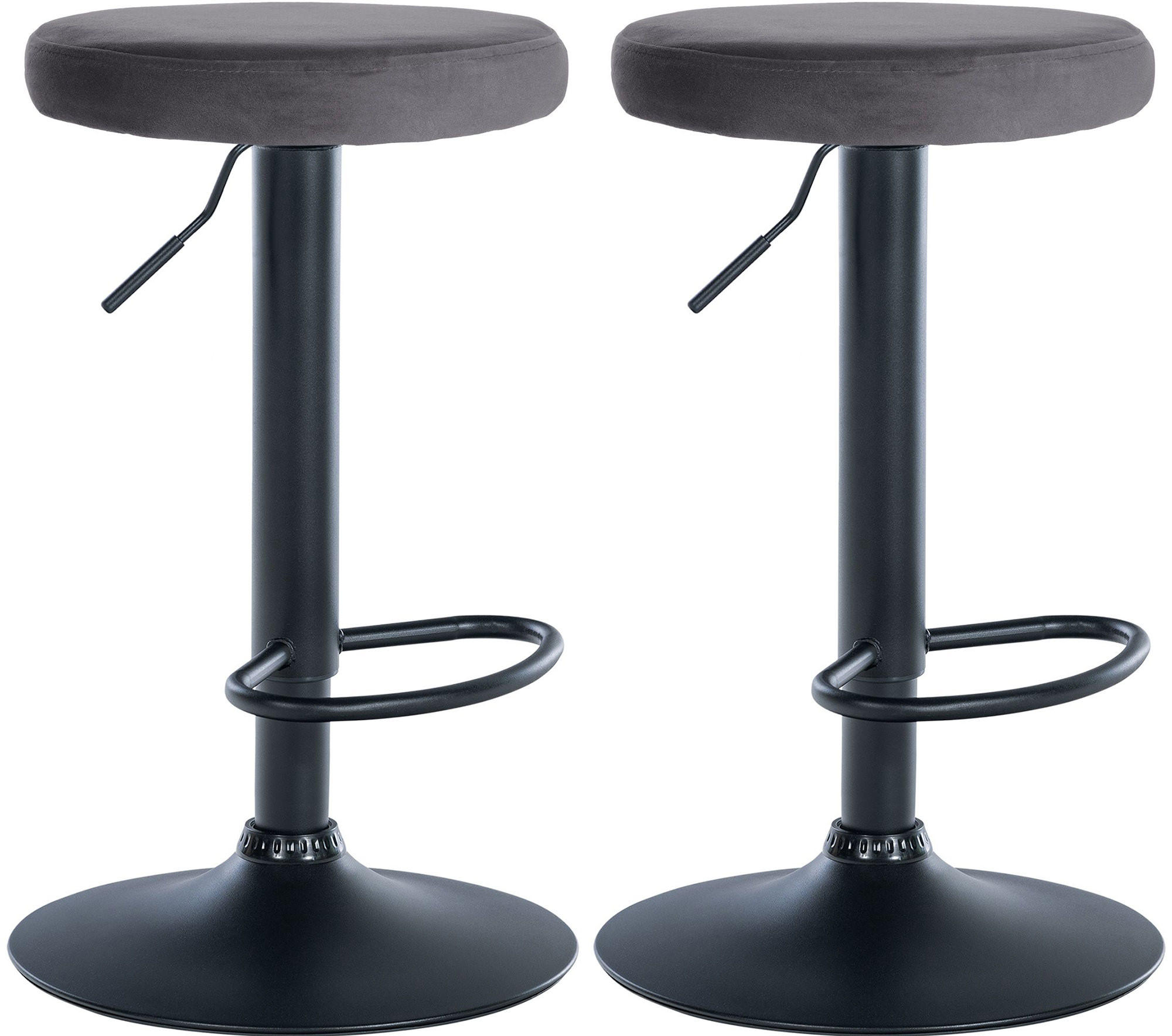 BARHOCKER 2er Set Samt dunkelgrau - Dunkelgrau, Textil/Metall (38.5/60/38.5cm) - CLP