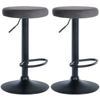 BARHOCKER 2er Set Samt dunkelgrau - Dunkelgrau, Textil/Metall (38.5/60/38.5cm) - CLP