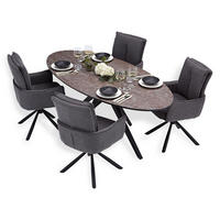 TISCHGRUPPE oval braun schwarz mit 4 Stühle Anthrazit - Anthrazit/Braun, Metall (95/94/200cm) - Homestyle4u