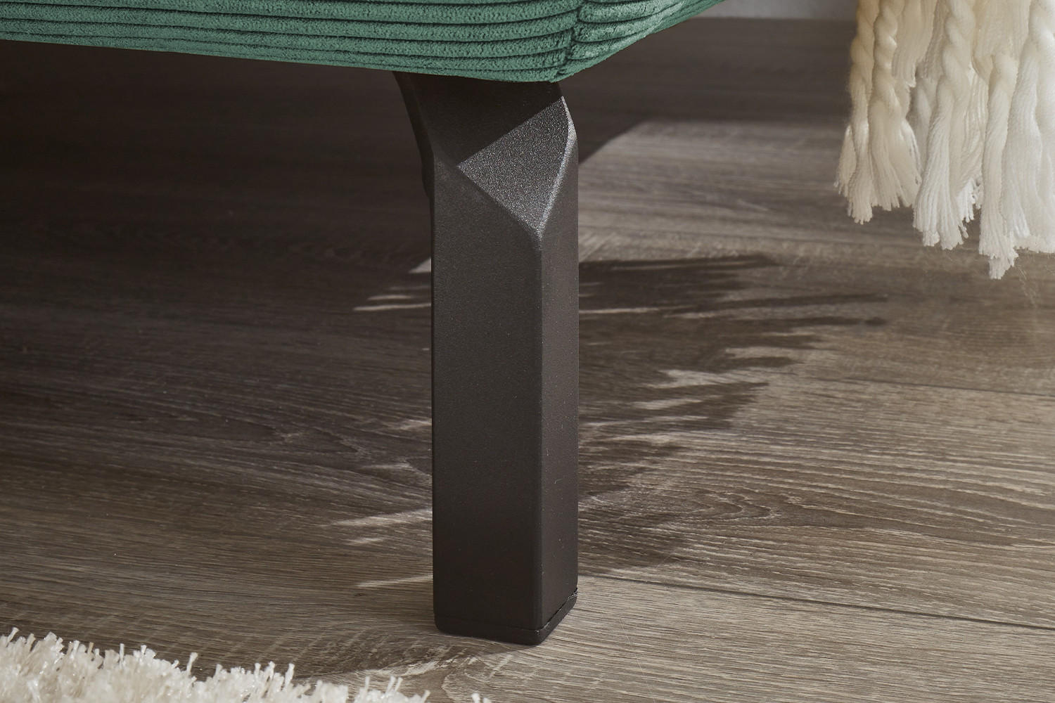 ECKSOFA DELIA Smaragdgrün Cord - Smaragdgrün/Schwarz, Textil/Metall (276/219cm) - KAWOLA