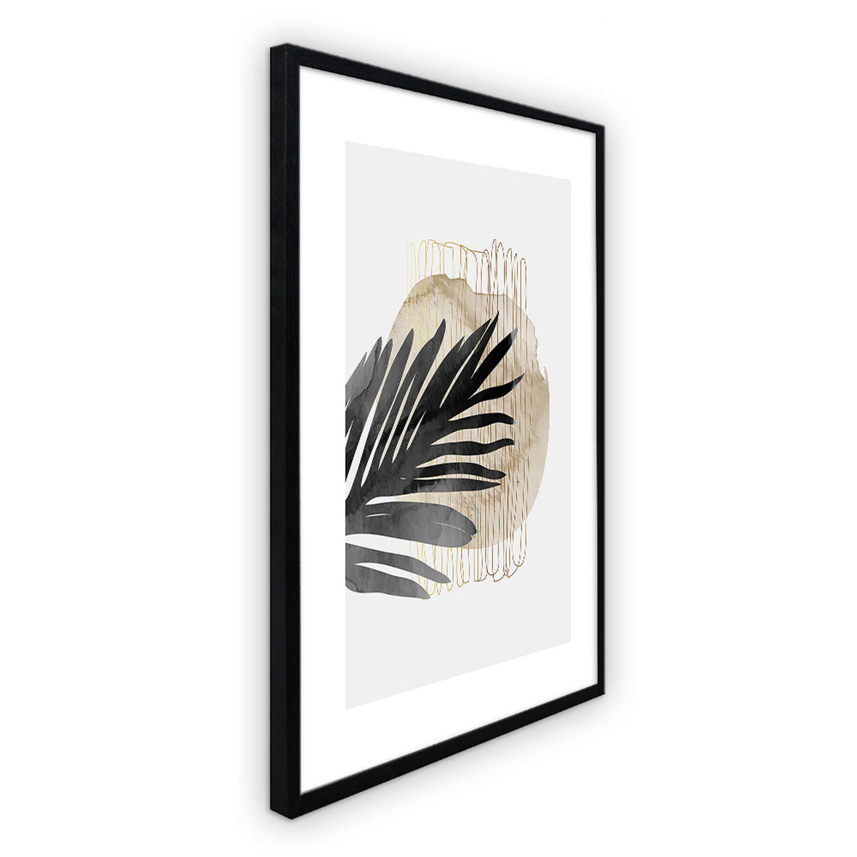 POSTER mit Rahmen 40x50 cm abstrakt schwarz beige - Beige, Holz (41/51cm) - artissimo