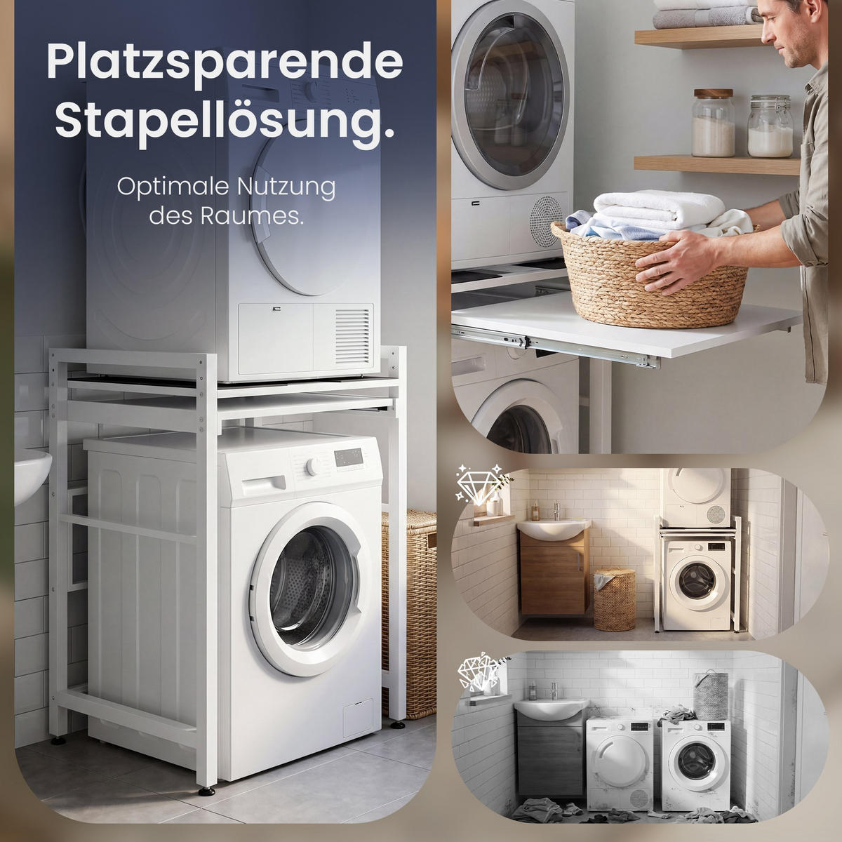 WASCHMASCHINENVERBAU Metall Weiß - Weiß, Metall (60/180/60cm) - CLP