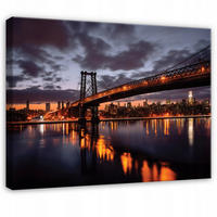 LEINWANDBILD Brücke Stadt Orange 120x80 cm - Multicolor, Holzwerkstoff (120/80cm) - Wallarena