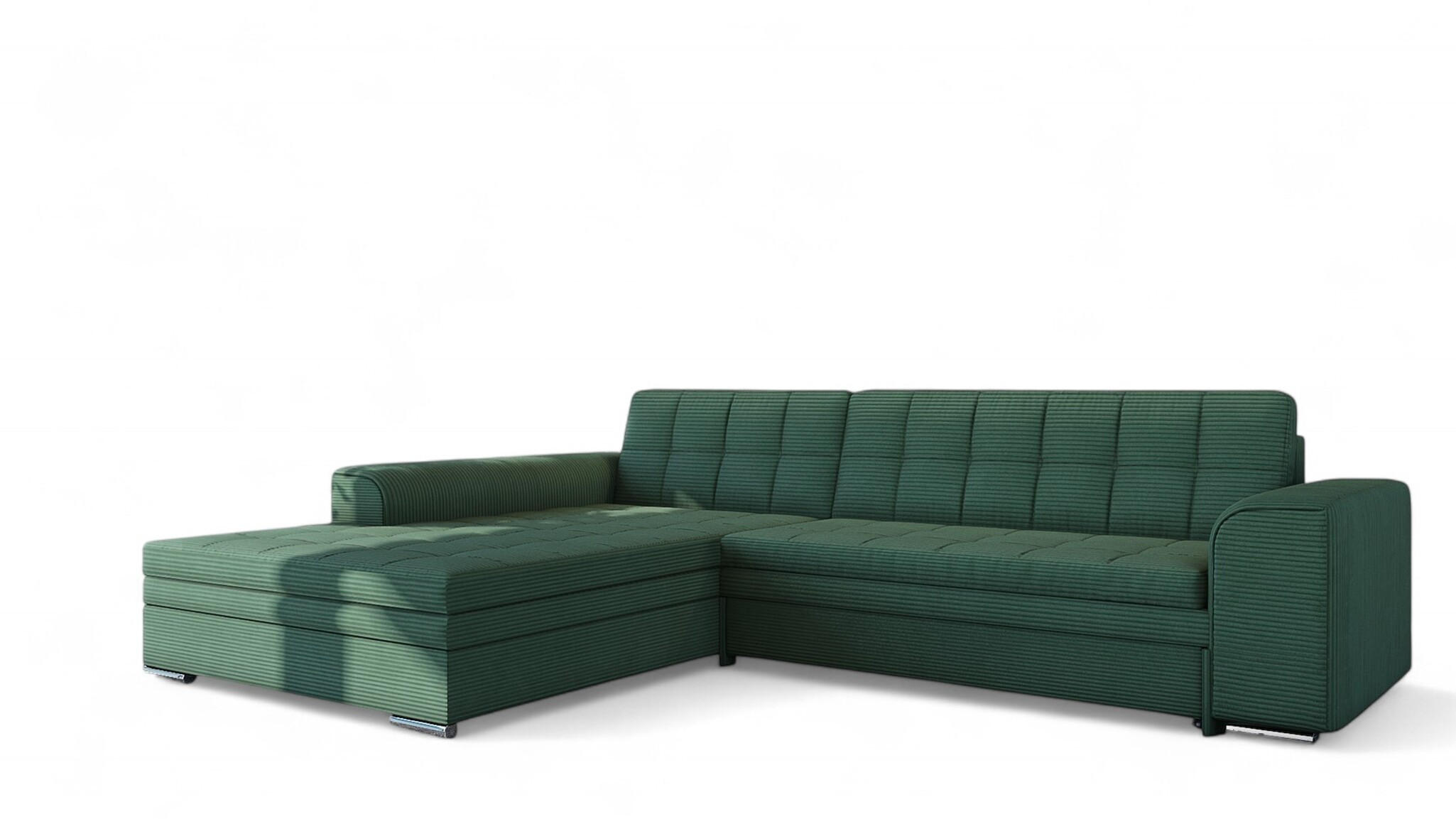 ECKSOFA Lusaka Mit Schlaffunktion - Grün, Holzwerkstoff/Textil (292/198cm) - Fun Möbel