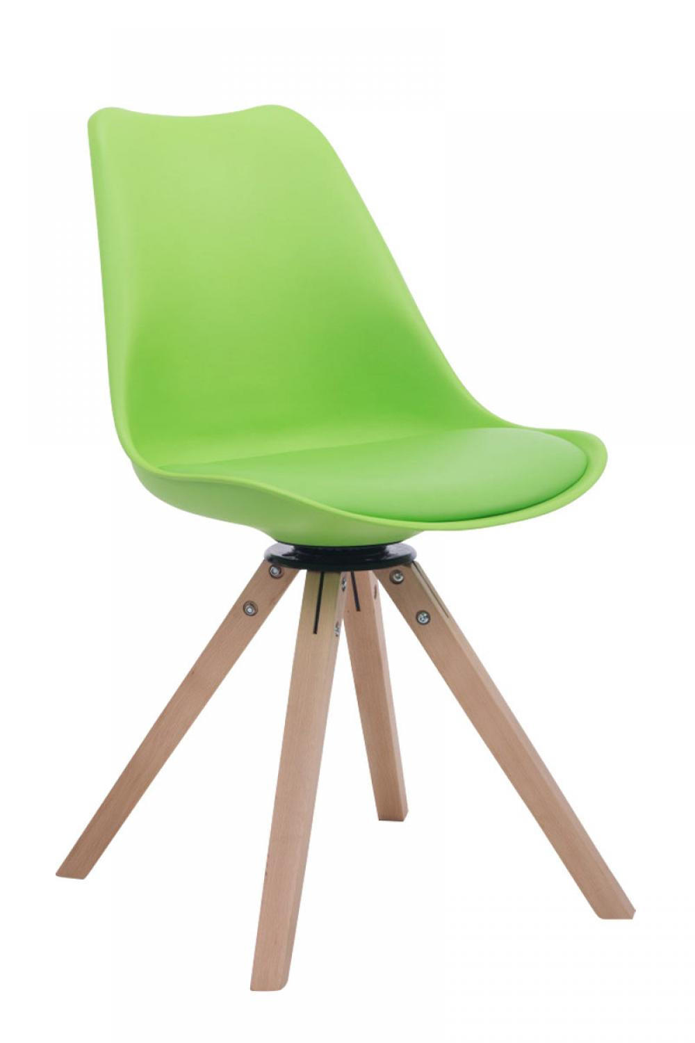 DREHSTUHL Lederlook grün - Eukalyptusholzfarben/Grün, Holz/Textil (48/84/56cm) - CLP