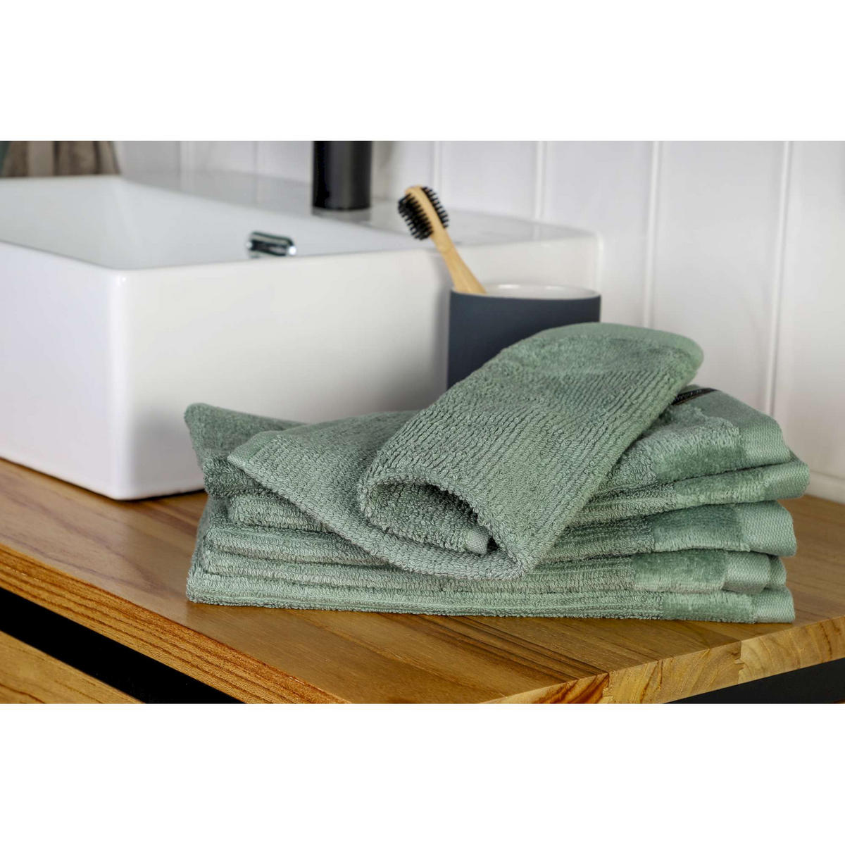 GÄSTEHANDTUCH SENSE-6 - Grün, Textil (30/50cm) - Schöner Wohnen