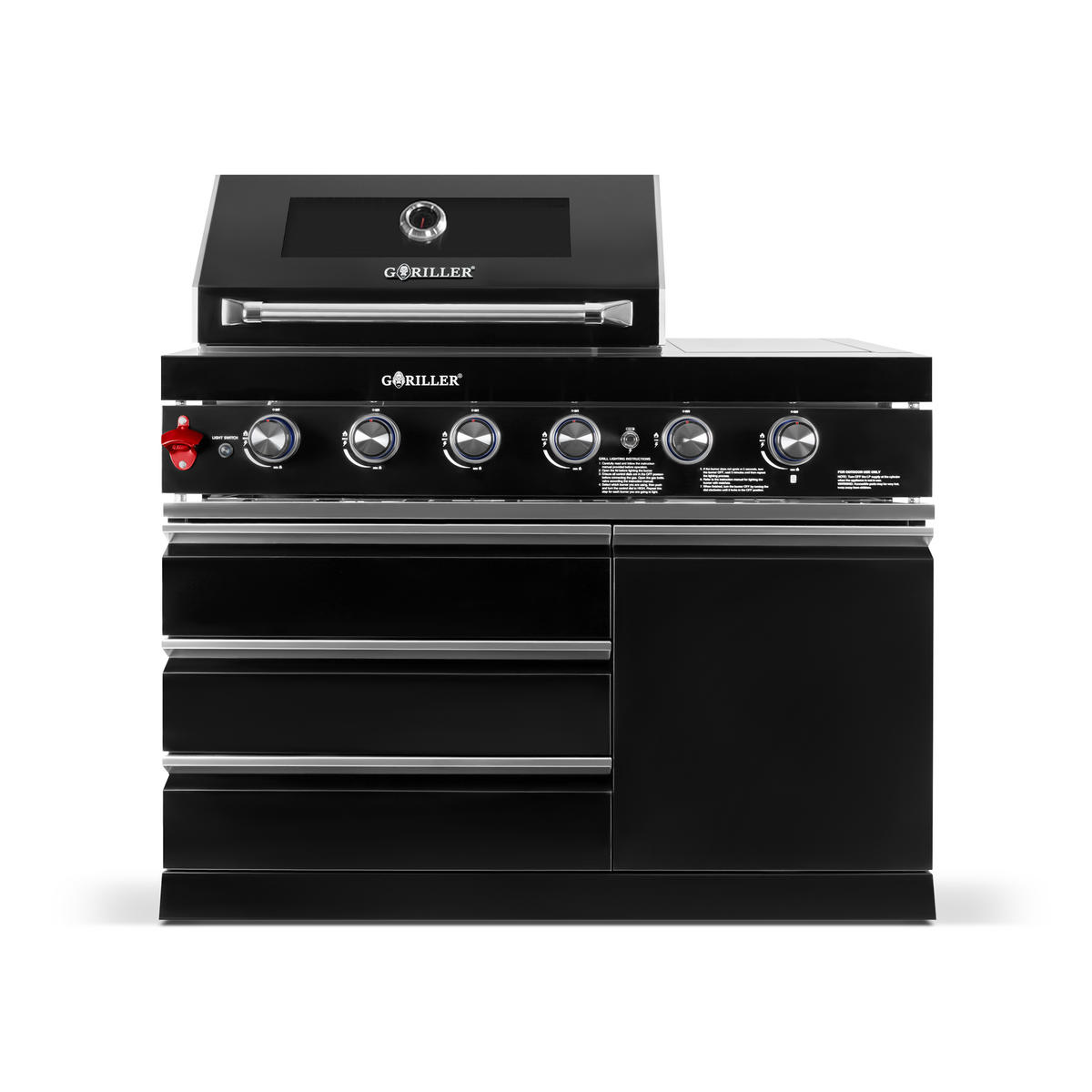 OUTDOORKÜCHE Grillmaster selected 300/58/119cm - Schwarz Hochglanz, Metall (58/90/300cm) - Goriller