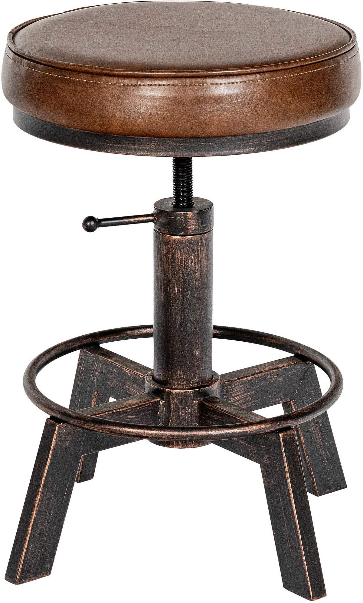 HOCKER 2er Set Lederlook bronze - Bronzefarben, Textil/Metall (42/44/42cm) - CLP