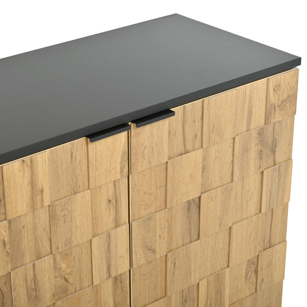 SCHUHSCHRANK holzoptik & mosaik-design mit 2 türen & verstellbaren fächern - Naturfarben, Holzwerkstoff (80/91.5/35cm) - Urban Meuble