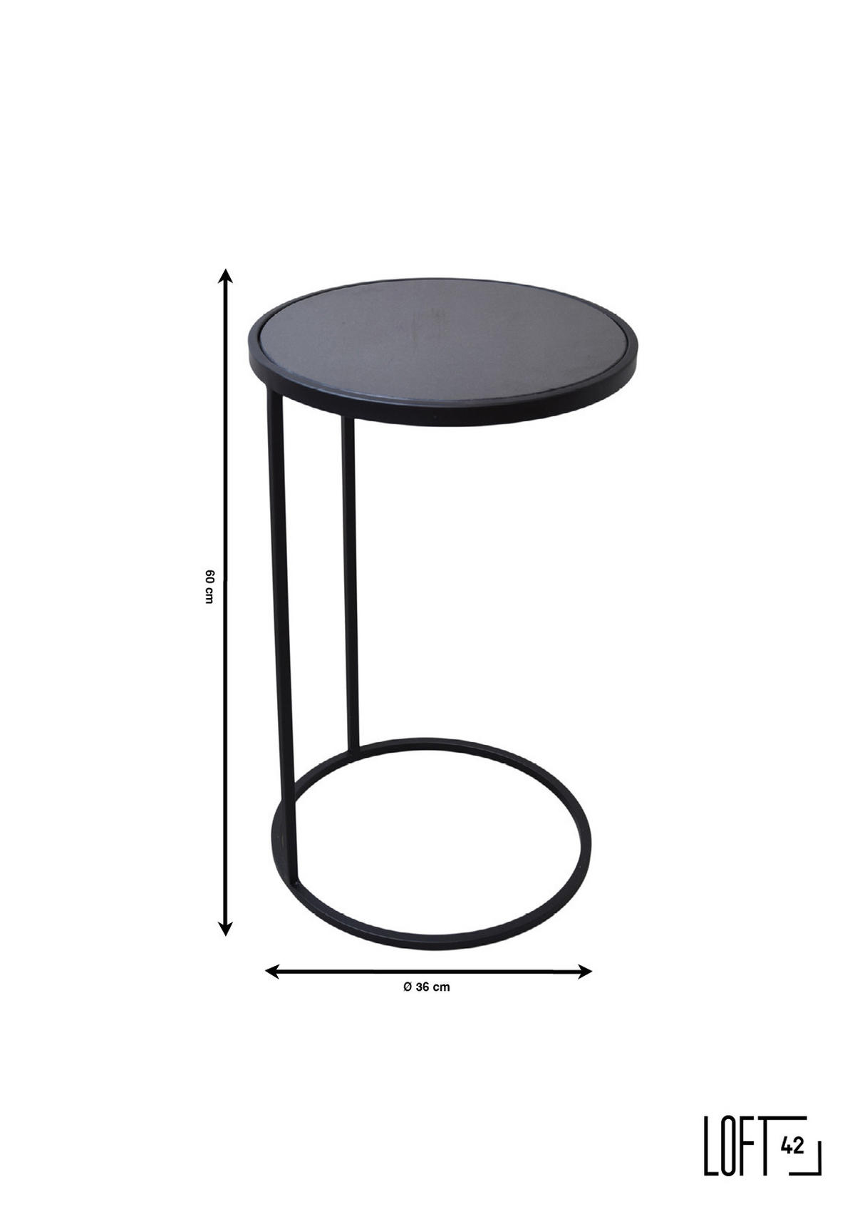 BEISTELLTISCH Nova Schwarz - Schwarz, Metall (36/36/60cm) - LOFT42