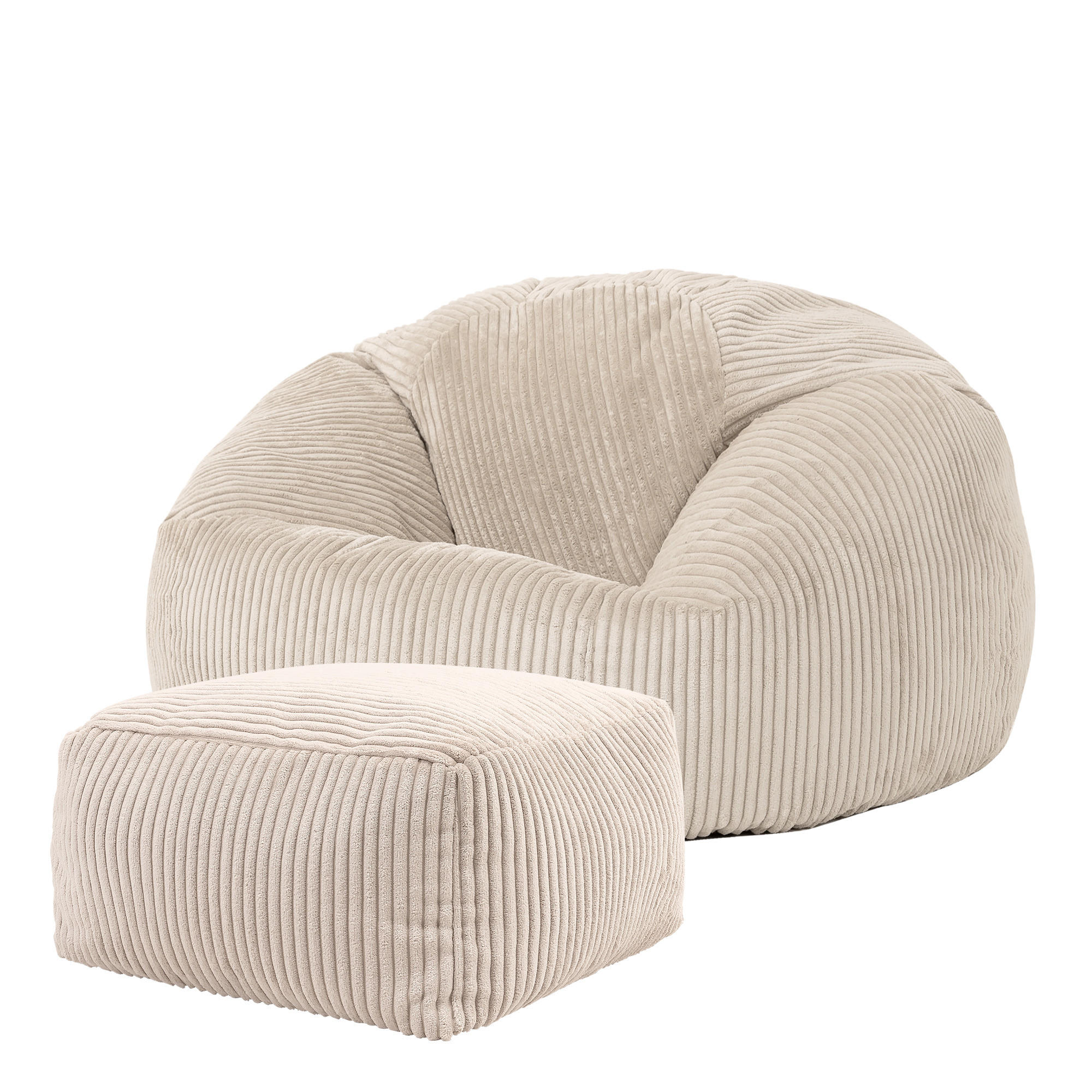 SITZSACK Klassisch + Hocker, Cord - Beige, Kunststoff/Textil (85/50/85cm) - icon