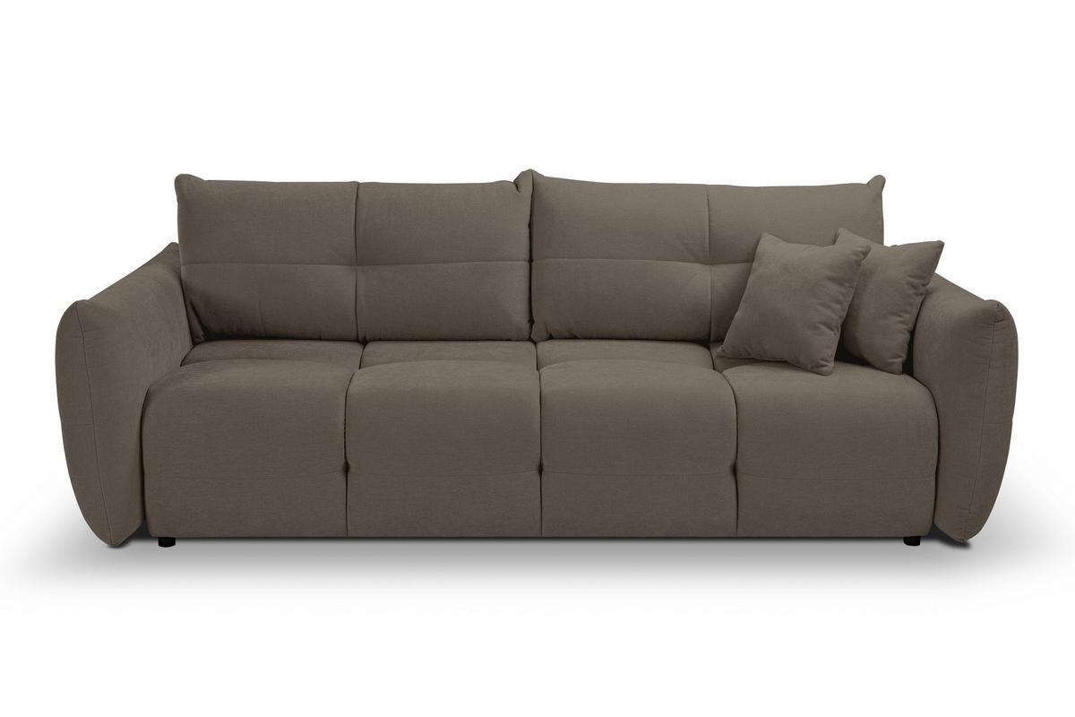 BETTSOFA MODA Braun Chenille-Stoff mit Schlaffunktion - Braun, Holz (245/86/110cm) - MASSENO